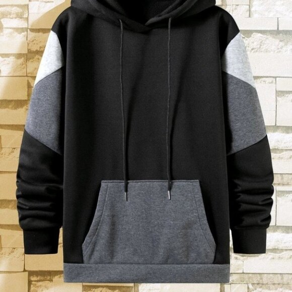 Multicolor Casual Colorblock Men's Cut And Sew Hoo - Picture 2 of 6